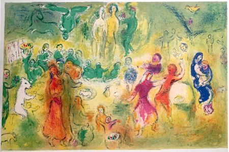 Litografia Chagall - FESTIN NUPTIAL DANS LA GROTTE DES NYMPHES (Daphnis & Chloe - 1961)