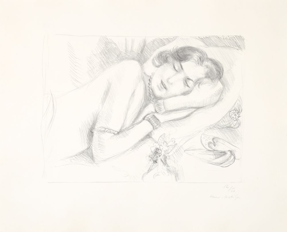 Litografia Matisse - Figure endormie aux babouches