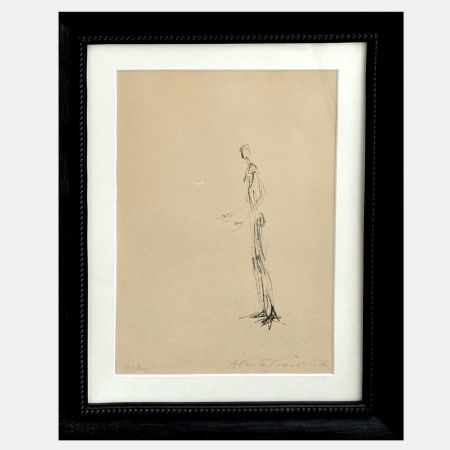 Litografia Giacometti - Figure standing in profile with hands raised