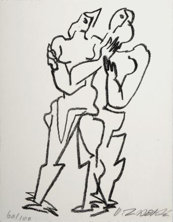 Litografia Zadkine - Figures, 1967 - Hand-signed!