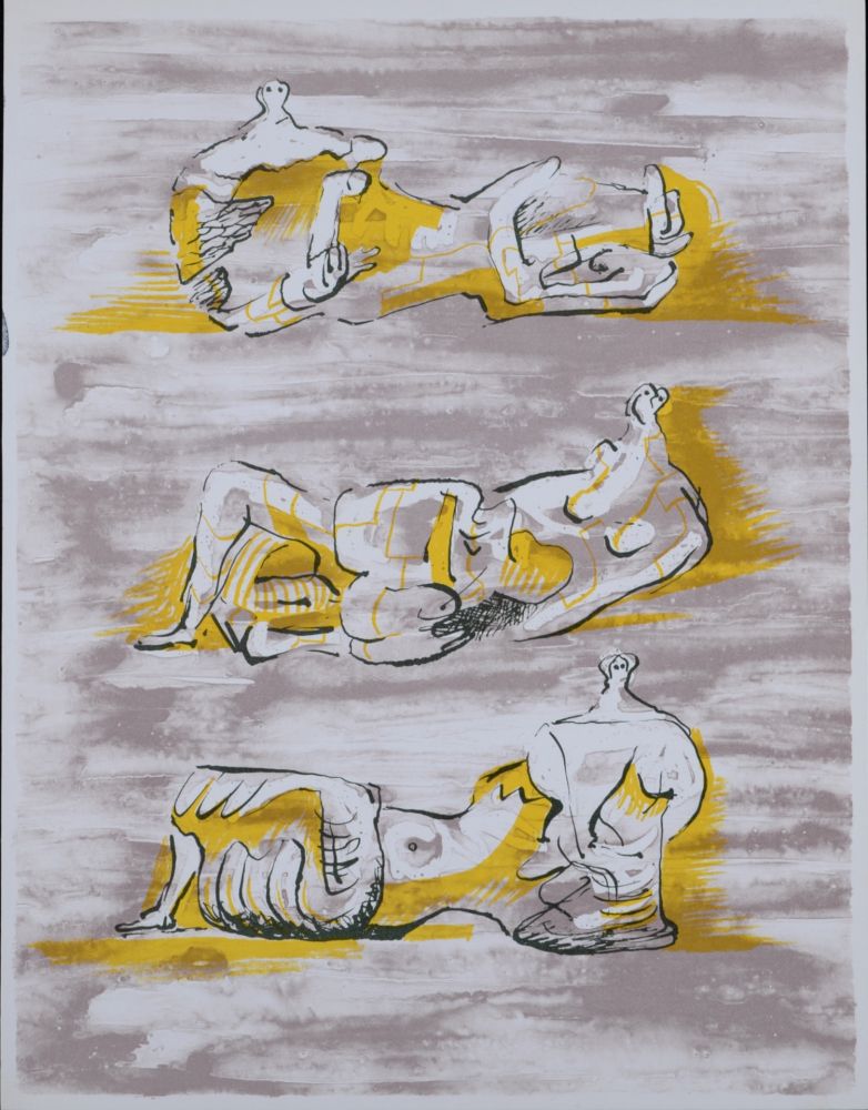 Litografia Moore - Figures allongées, 1971