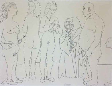 Litografia Picasso - Figures and dove