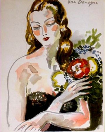 Litografia Van Dongen - Fille au Fleurs