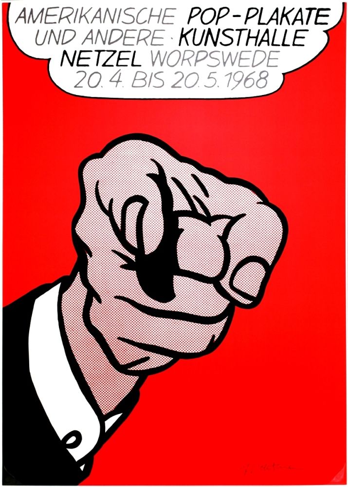 Serigrafia Lichtenstein - Finger pointing (Hey You!)