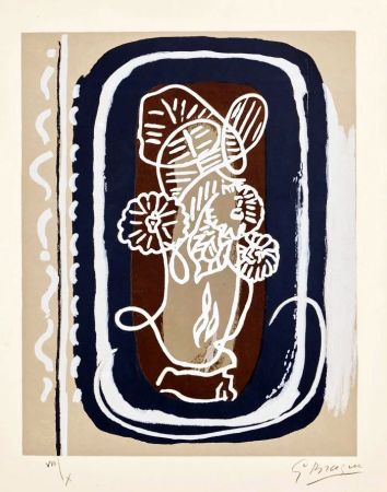 Incisione Su Legno Braque - Fleurs blanches
