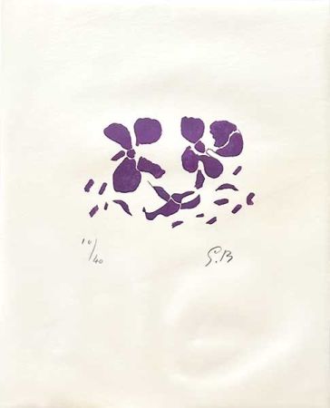 Incisione Su Legno Braque - Fleurs violettes