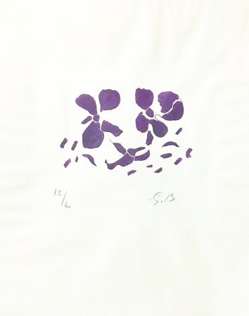 Incisione Su Legno Braque - Fleurs violettes