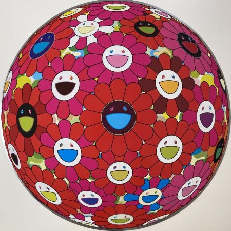 Litografia Murakami - Flowersball (3D) - Red, Pink, Blue