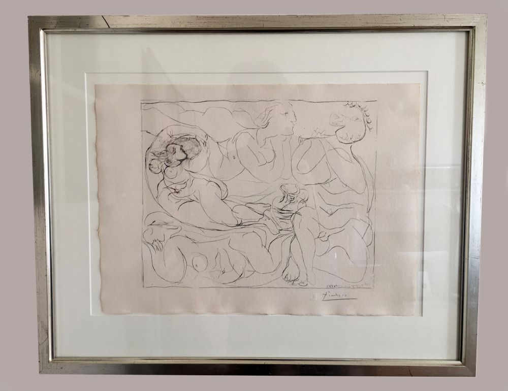 Litografia Picasso - Flûtiste et trois Femmes nues' de la 'Suite Vollard', 1932