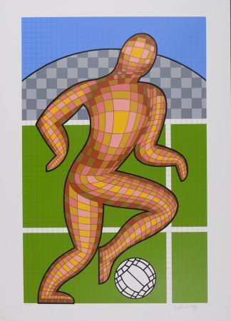 Serigrafia Vasarely - Foot (Soccer player), 1997 - Hand-signed !