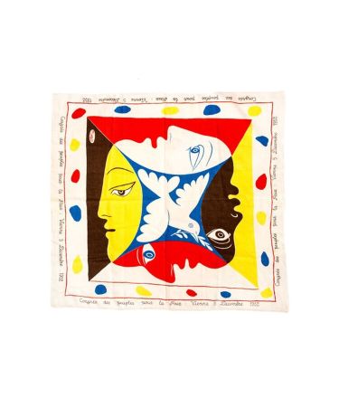 Serigrafia Picasso - Foulard Pour Le Festival Mondial De La Jeunesse Et Des Etudiants Pour La Paix, 1951