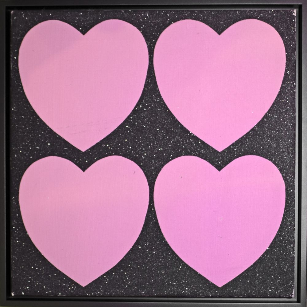 Serigrafia Warhol - Four Hearts (Painting)