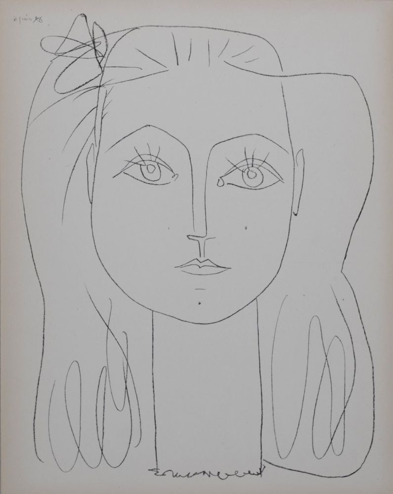 Litografia Picasso - Françoise avec un nœud dans les cheveux