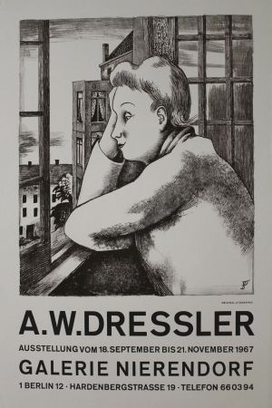 Litografia Dressler - Frau am Fenster