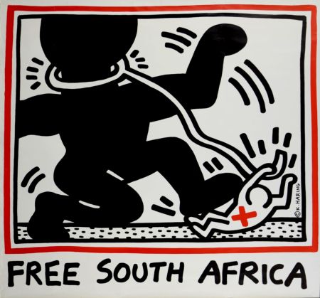 Litografia Haring - Free South Africa, 1985 -  Large poster!