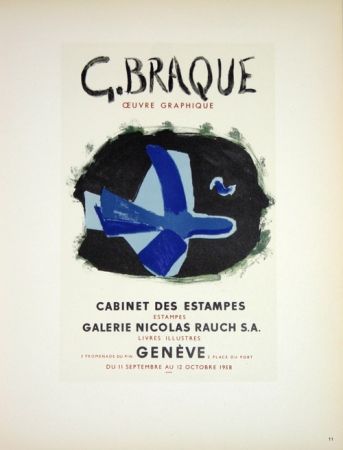 Litografia Braque - G. Braque  Oeuvres Graphiques Nicolas Rauch  Genéve  1958