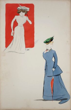 Litografia Goursat - Gaby Darcel et Marthe Helly, 1901