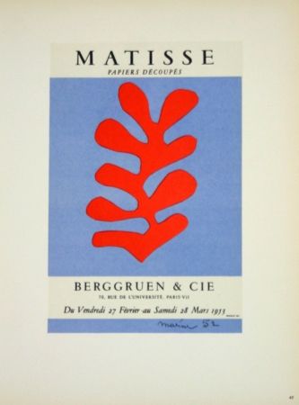 Litografia Matisse - Galerie Berggruen 1953