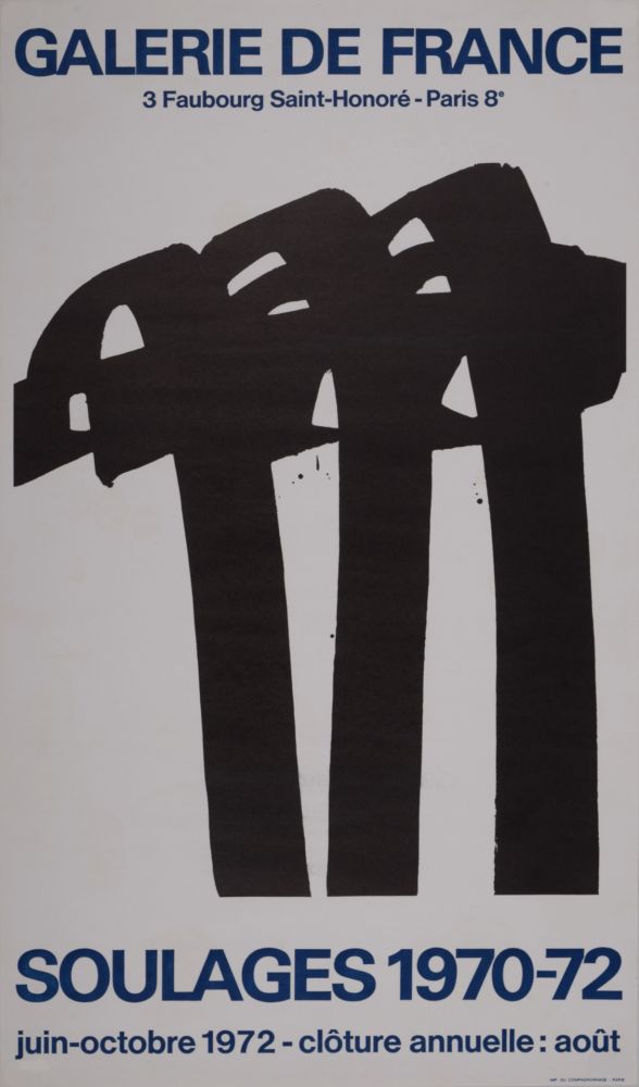 Litografia Soulages - Galerie de France, 1972 - Scarce!