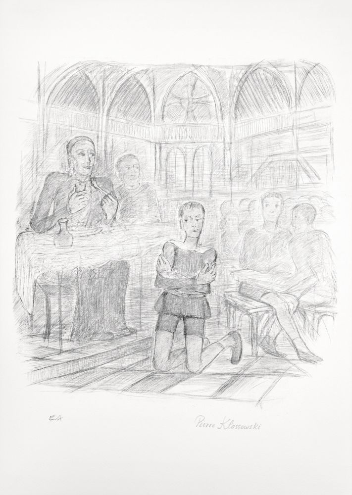 Litografia Klossowski - Garçon à genoux (la punition au réfectoire)