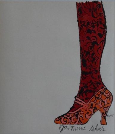 Litografia Warhol - Gee, Merrie Shoes (Red)