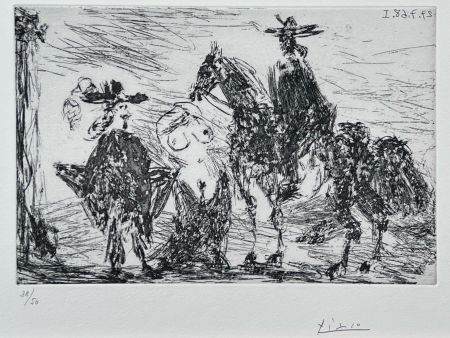 Acquaforte Picasso - Gentilhomme, femme honteuse et reître 