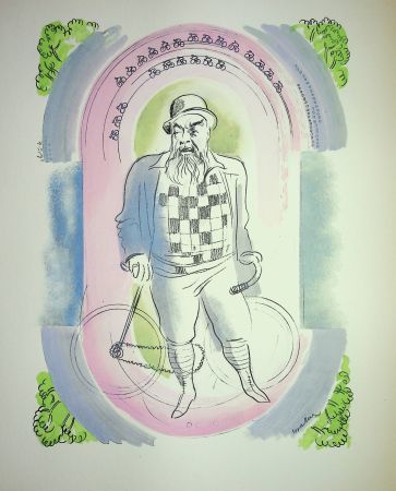 Litografia Uzelac - Gentleman à Vélo