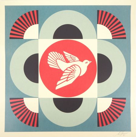Serigrafia Fairey - Geometric Dove - Blue