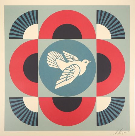Serigrafia Fairey - Geometric Dove - Red