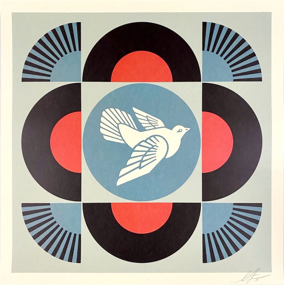 Litografia Fairey - Geometric Dove (Black)