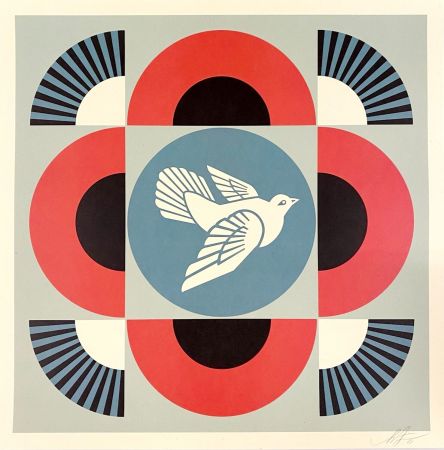 Litografia Fairey - Geometric Dove (Red)