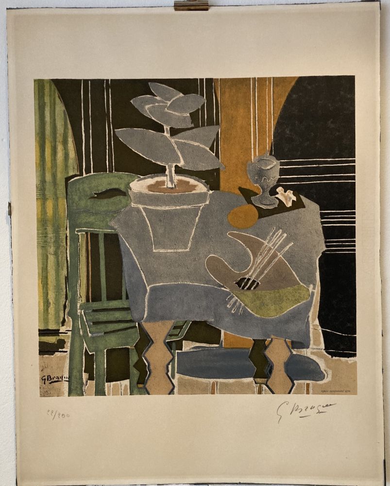 Litografia Braque - Georges Braque (1882-1963) Nature morte à la palette, 1960. 