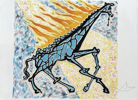 Litografia Dali - Girafe en feu