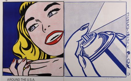 Litografia Lichtenstein -  Girl & Spray Can 1964 Hand Signed 