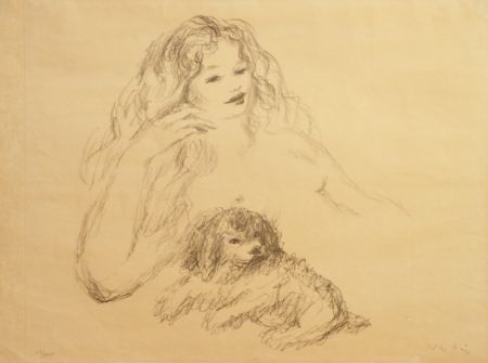 Litografia Vertes - GIRL WITH DOG