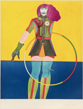 Litografia Lindner - Girl with hoop