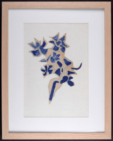 Litografia Braque - Giroflée bleue, 1963 - Framed