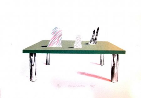 Litografia Hockney - Glass Table with Objects
