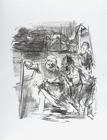 Litografia Kokoschka - Gloucester led by an old man, 1963