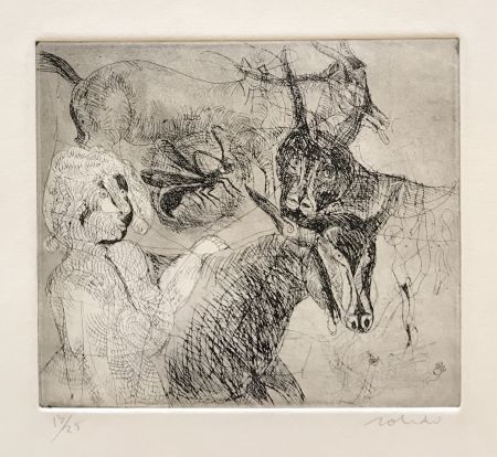 Incisione Toledo - Goats with Woman