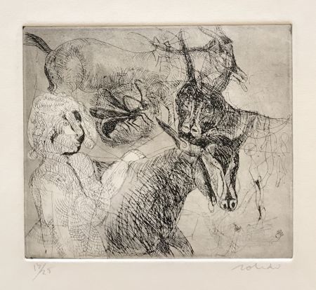 Incisione Toledo - Goats with Woman 