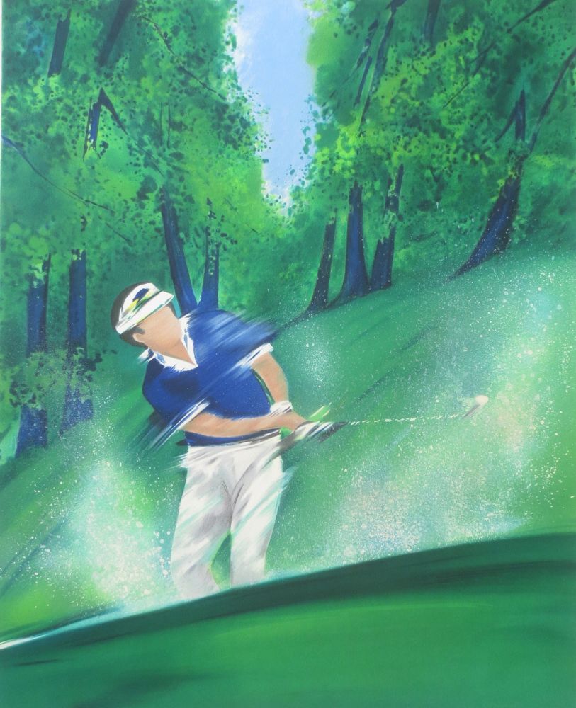 Litografia Spahn - Golfeur bleu