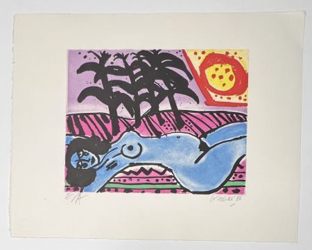 Acquaforte E Acquatinta Corneille - Gravure Sous le palmier 1986 - Exemplaire d'artiste EA