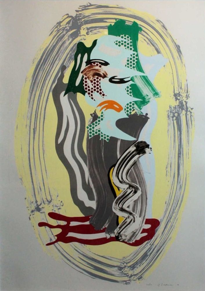 Litografia Lichtenstein - Green Face, from Brushstroke Figures