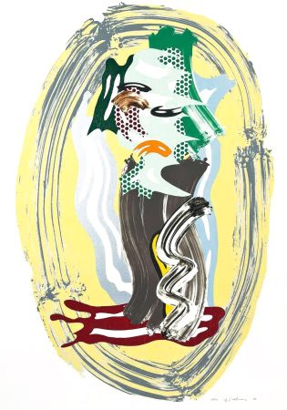 Litografia Lichtenstein - Green Face, from Brushstroke Figures Series