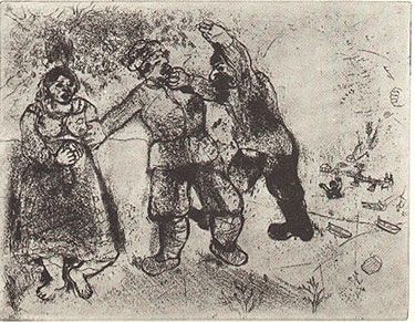 Acquaforte Chagall - GRIGORI VA TOUJOURS ET TU N'ARRIVERAS PAS