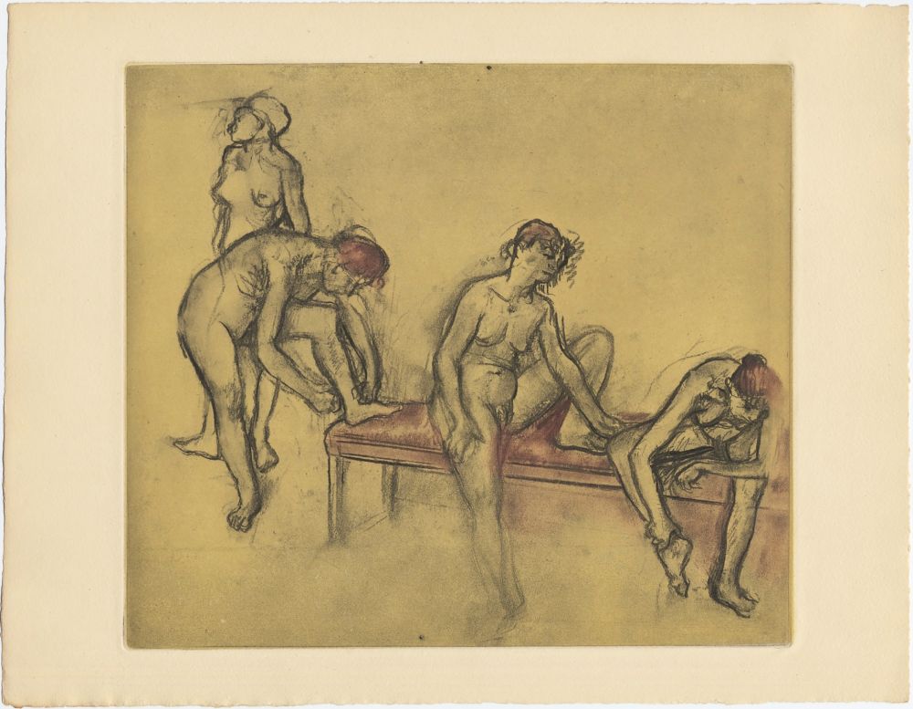 Acquaforte E Acquatinta Degas - Groupe de danseuses (étude du nus et mouvements. 1897)