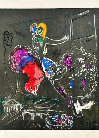 Litografia Chagall - (handsigned) La nuit à Paris