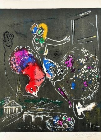 Litografia Chagall - (handsigned) La nuit à Paris