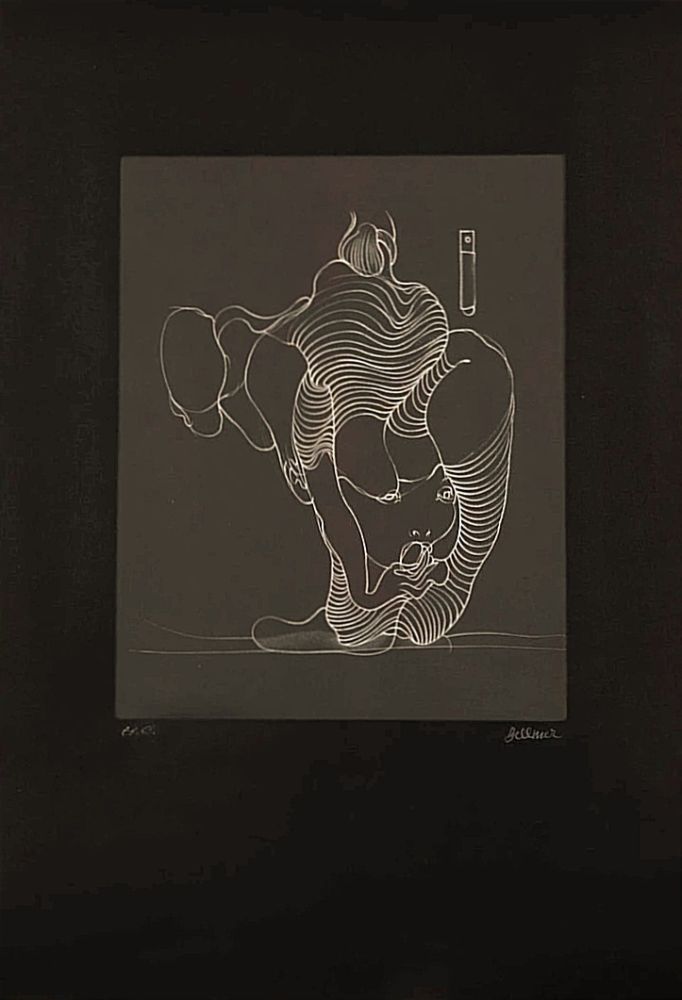 Acquaforte Bellmer - Hans BELLMER (1902-1975) - Woman swallowing a snake, 1972. Hand-signed etching